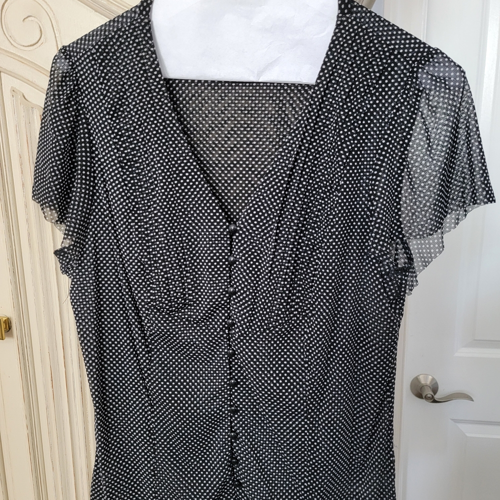 Black Polka Dot Button-Front Dress